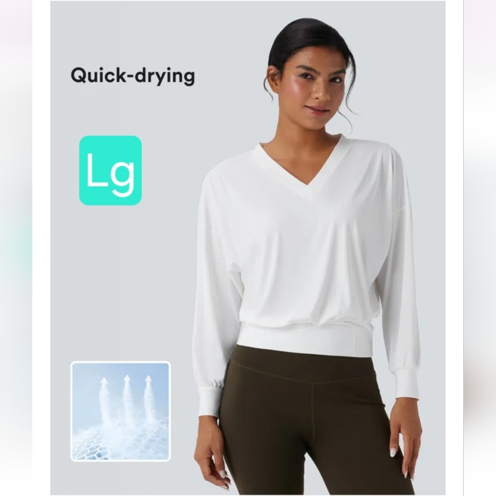 Halara Vneck Quick Dry Yoga Top - Picture 1 of 3
